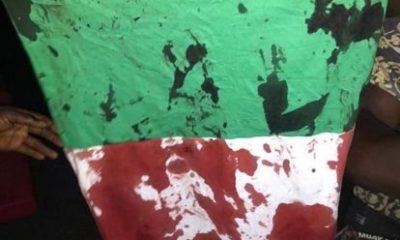 Nigeria flag stained in blood End SARS
