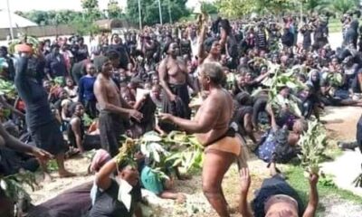 Naked women protesting the kidnapping of their children