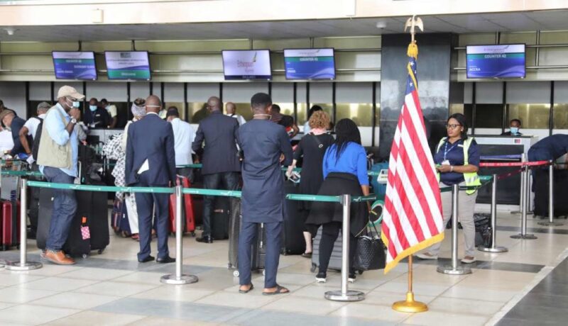 Nigerians at the airport in readiness to leave Nigeria