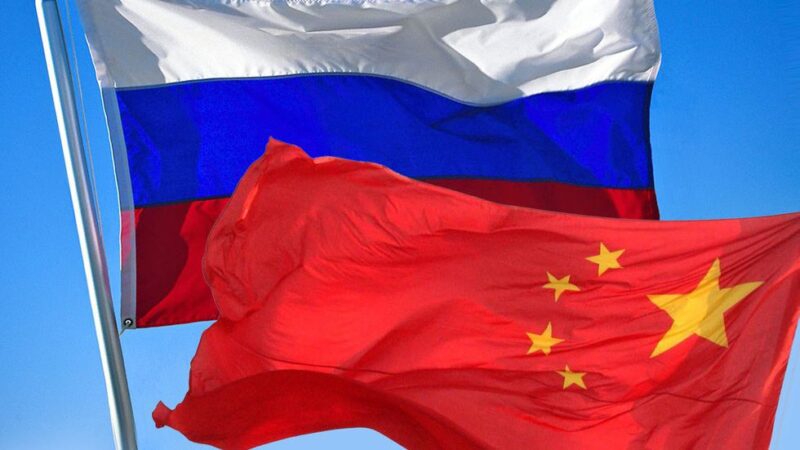 Russia and China flags