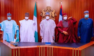 Femi Fani-Kayode meet President Buhari at the Presidential villa, after joining APC