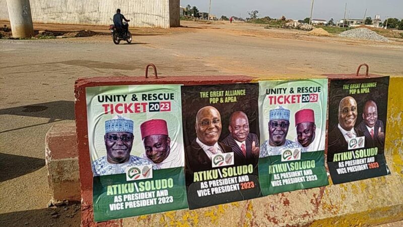 Campaign posters for Atiku