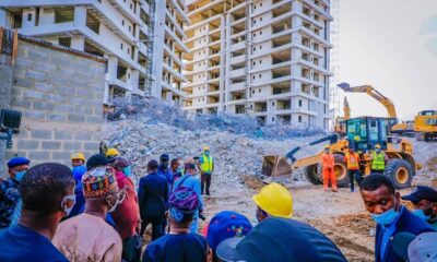 Tinubu and Governor of Nasarawa visit Ikoyi collapsed building site