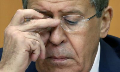 Russian Foreign Minister Sergei Lavrov gives a news conference