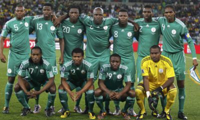 Nigeria's soccer team poses for a photo during their World Cup soccer match against South Korea in Durban