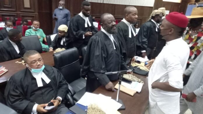 Nnamdi Kanu's lawyer in court