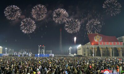 Fireworks explode over Pyongyang during New Year's day celebrations