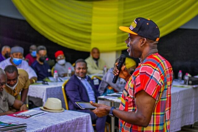 Soludo speaking on his 80-persons transition team