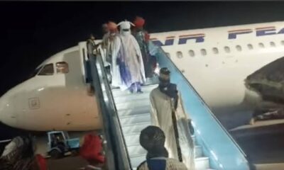 Emir Bayero alighting from Air Peace
