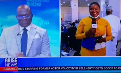 Reuben Abati and the Arise TV correspondent