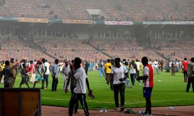 Fans riot at the National Stadium yesterday