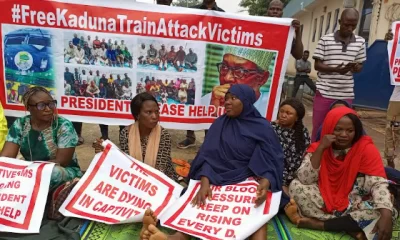 Families of train attack victims protest at Ministry of Transportation. Photo-Solomon Odeniyi