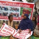 Families of train attack victims protest at Ministry of Transportation. Photo-Solomon Odeniyi