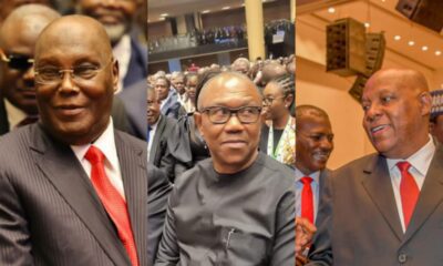 Atiku, Peter Obi and Shettima at the NBA Conference