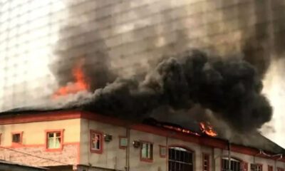 building on fire in surulere-lagos