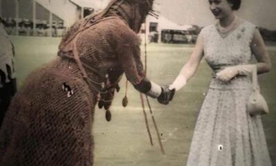 Oba greeting Queen Elizabeth II