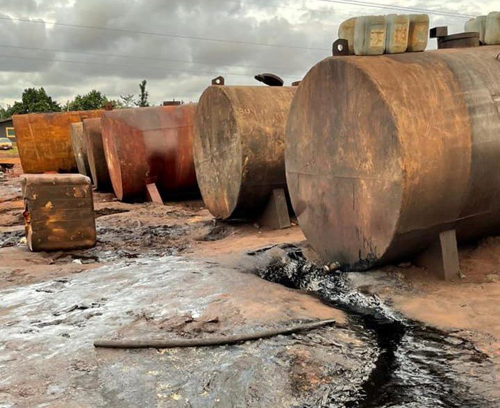 Illegal refinery of oil