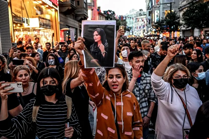 Female-dominated protesters in one of the Iranian cities