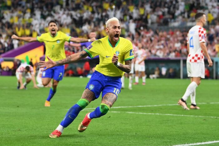 Neymar celebrate goal as Brazil scores against Croatia