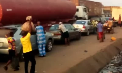Protesting drivers blocking the road
