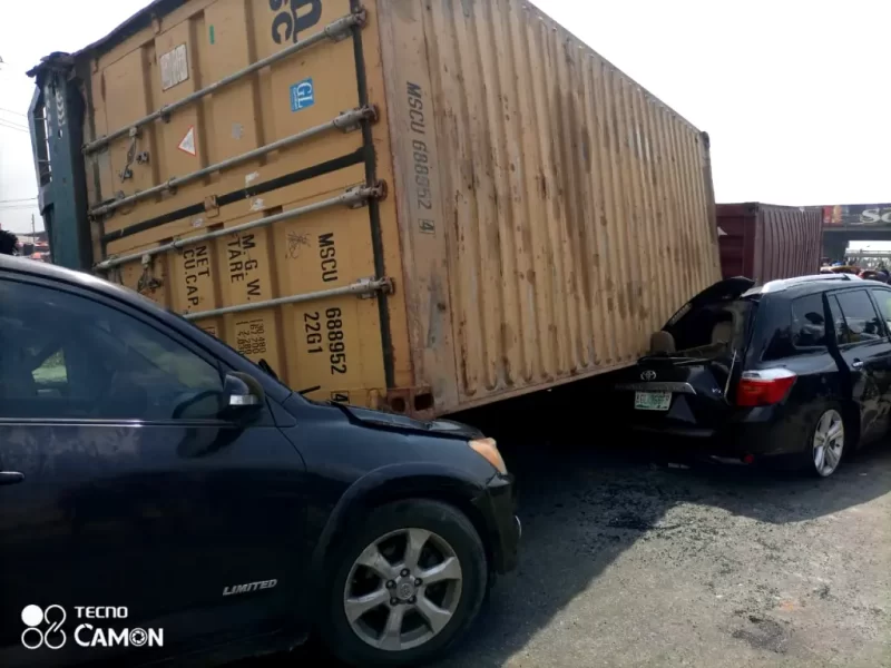 Many feared dead as 40-feet containers fall on cars in Lagos