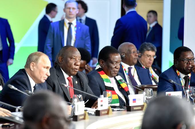 Russia President Putin and some African presidents