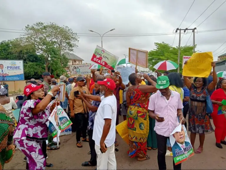 Labour party supporters protesting in Enugu state