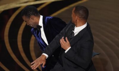 Will Smith strikes Chris Rock across the face for making jokes about his wife Jada Pinkett-Smith