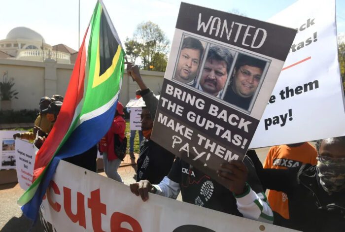 Guptas protest
