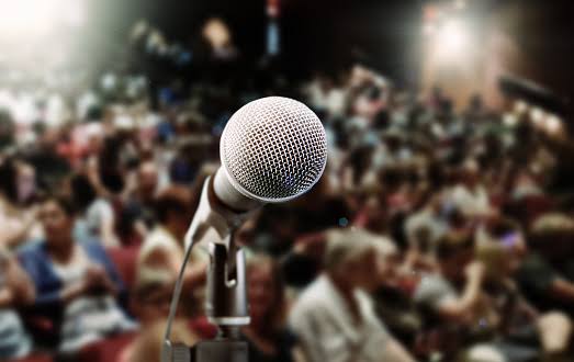 Media and microphone, public speaking