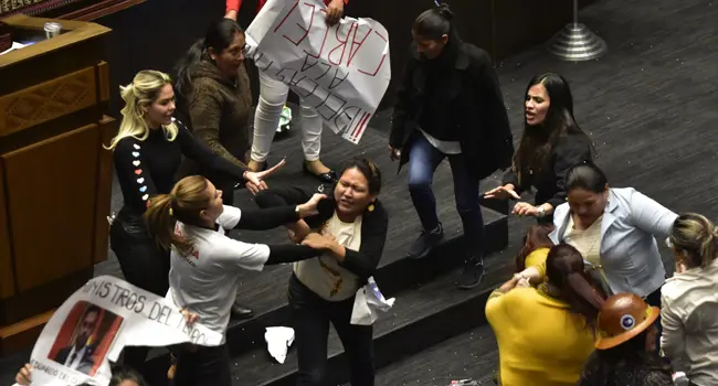 Bolivian women lawmakers engage in fight in Parliament