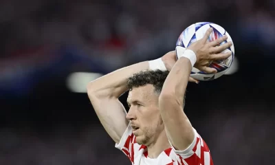Croatia’s midfielder Ivan Perisic takes a throw in during the UEFA Nations League semi final football match between The Netherlands and Croatia at the De Kuip Stadium in Rotterdam on June 14, 2023. (Photo by JOHN THYS / AFP)