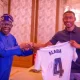 Tinubu meets Real Madrid star, Alaba in France