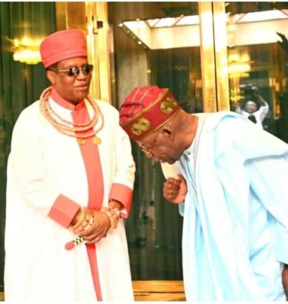 Tinubu bowing to an Oba