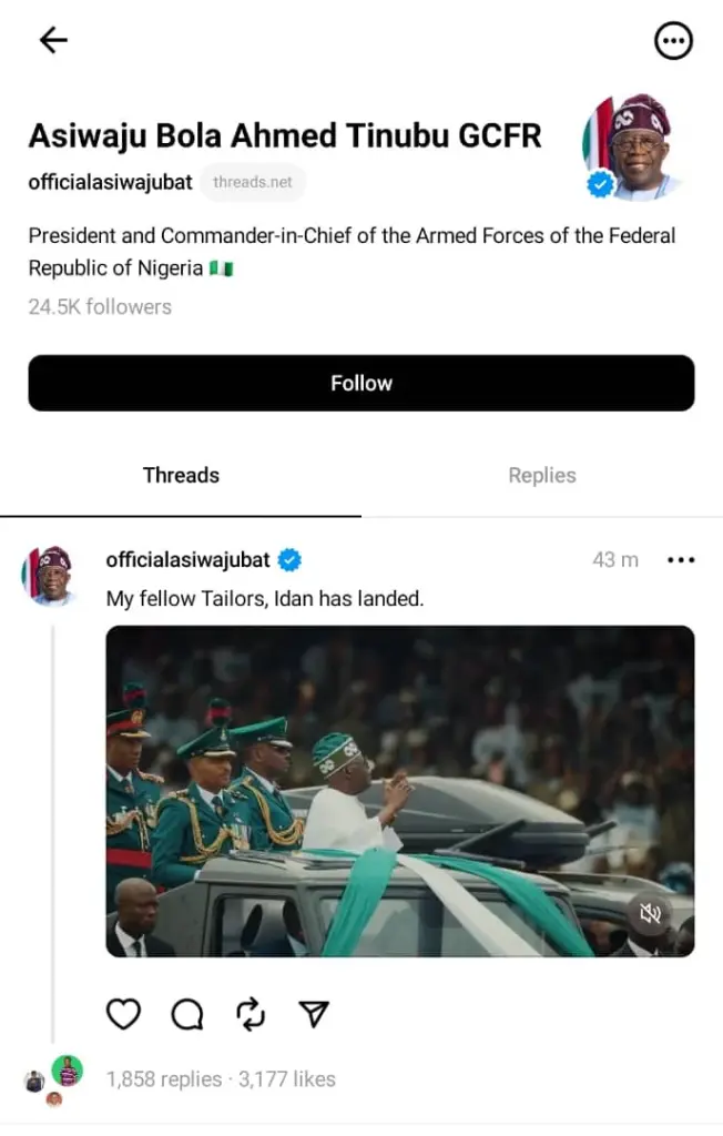 Tinubu on threads