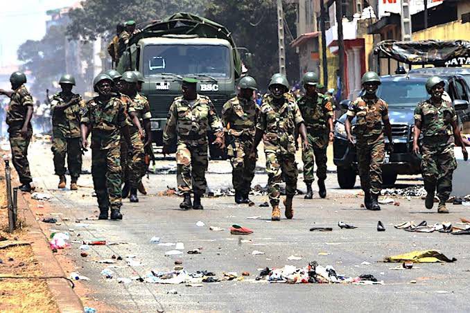 Niger Republic soldiers on ground parade