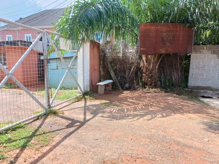 The closed gate of the non-functional waterboard in Anambra