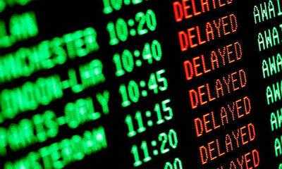 Delayed flight schedule board