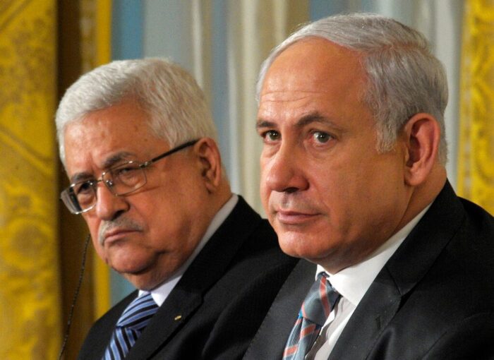 Benjamin Netanyahu and Mahmoud Abbas, leader of Palestine