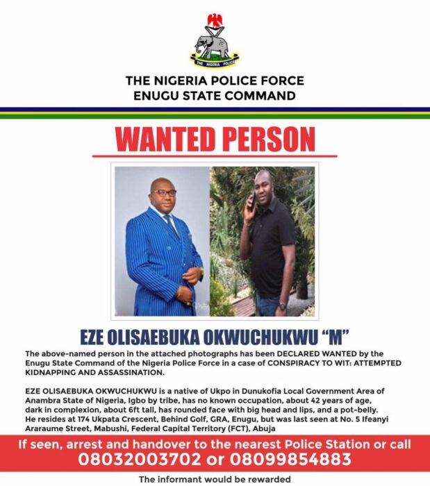 Enugu police declare man wanted for attempted kidnapping, assassination