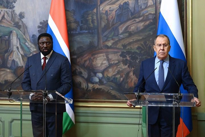 Gambia Mamadou Tangara and Russian Sergey Lavrov. Jan. 30, 2024