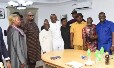National Chairman of Labour Party, Julius Abure, who led other NWC members; Edo State Chairman of the party, Kelly Ogbaloi; and his Abia State counterpart, Ceekay Igara and Olumide Akpata