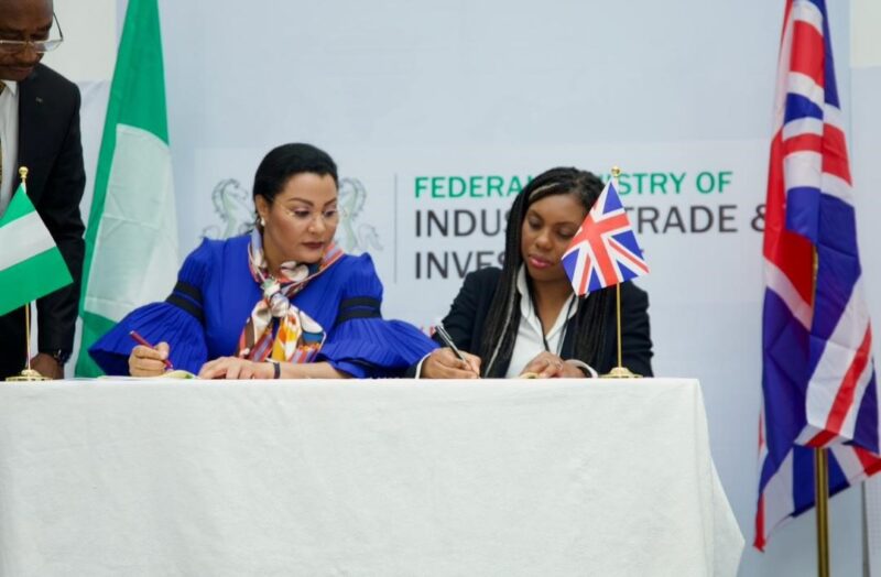 The United Kingdom Minister for Business and Trade, Kemi Badenoch and Nigerian Trade Minister Doris Nkiruka Uzoka-Anite, at the signing on Tuesday in Abuja