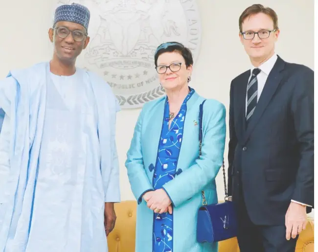 UK Minister of State, Cabinet Office, Baroness Lucy Neville-Rolfe and Ribadu