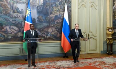 Namibia's Peya Mushelenga and Sergey Lavrov, March 2024