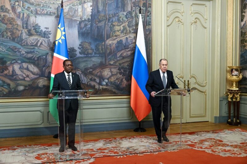 Namibia's Peya Mushelenga and Sergey Lavrov, March 2024