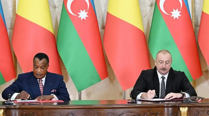 Congolese President Denis Sassou Nguesso with Azerbaijan's President Ilham Aliyev