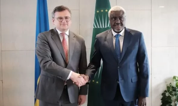Foreign Minister Dmytro Kuleba and AUC Moussa Mahamat