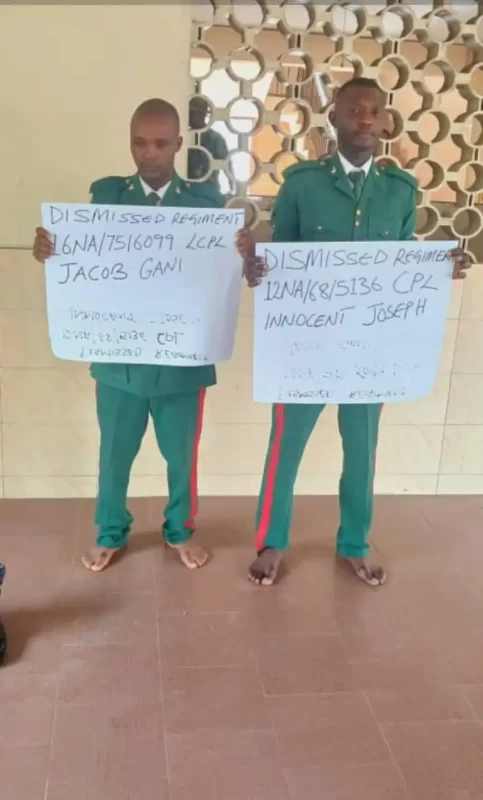 Two soldiers dismissed for stealing