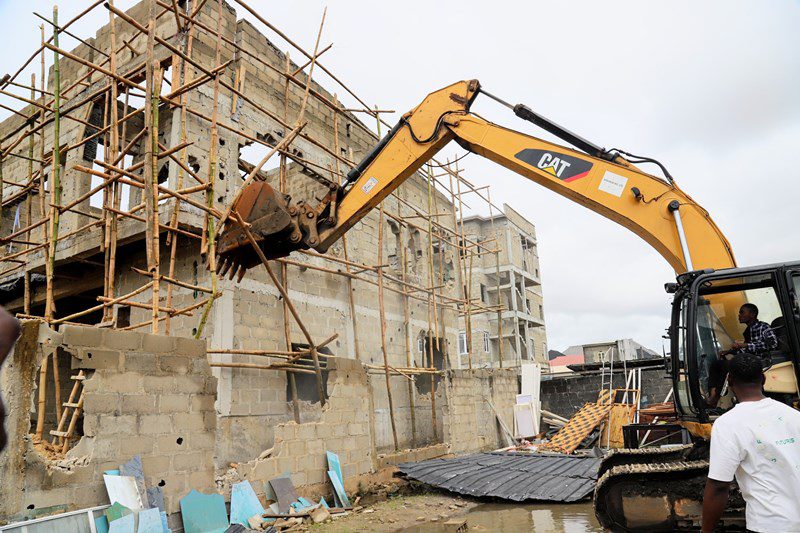 Building demolition in Lagos